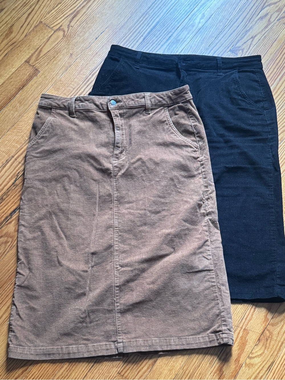 Two Women’s Corduroy Skirt - Tan and Black Size 14